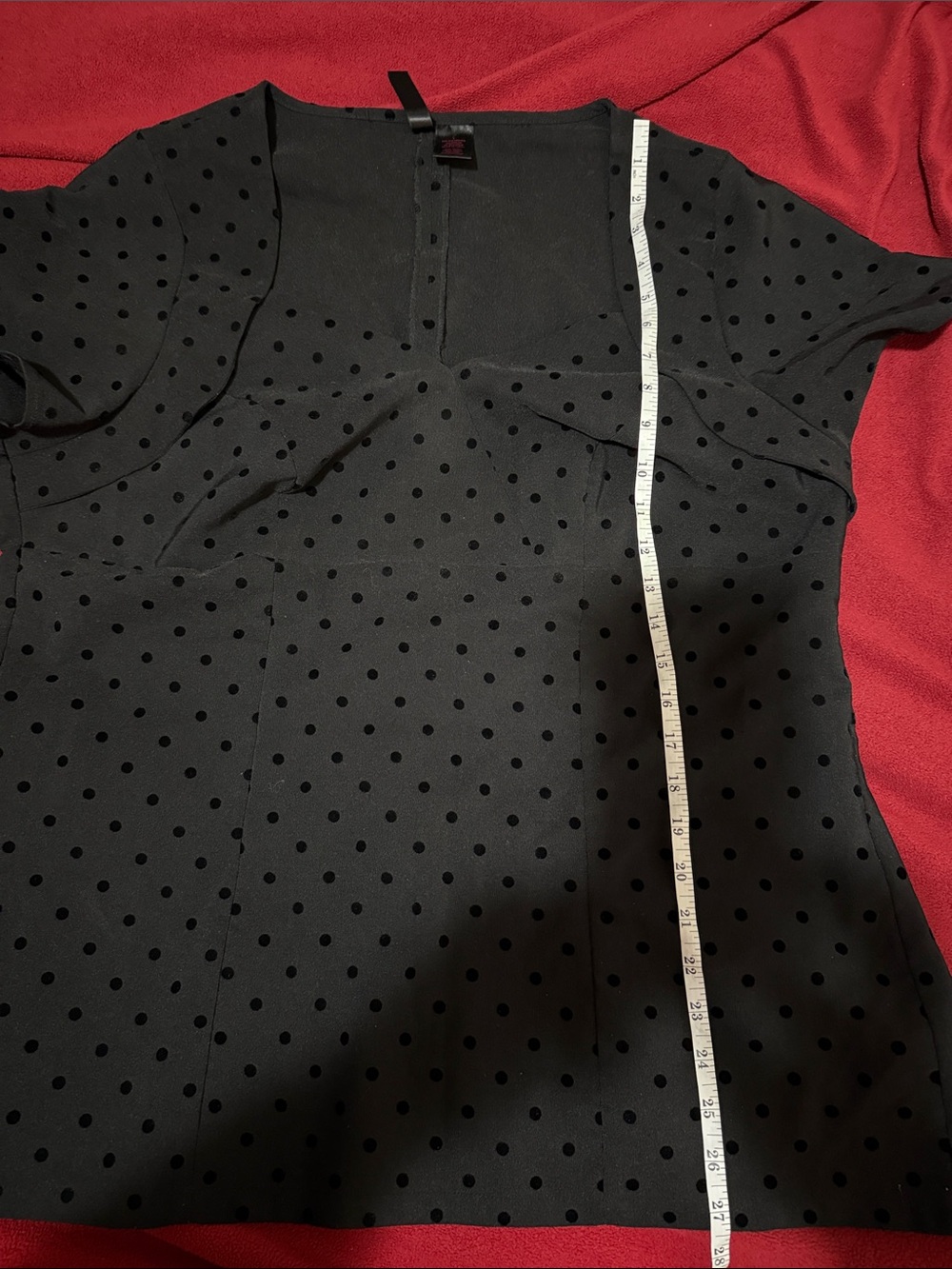 Torrid Black Polka Dot Short Sleeve Blouse - Picture 7 of 8